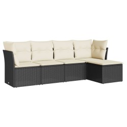 vidaXL Set de muebles de jardín 5 pzas y cojines ratán sintético negro