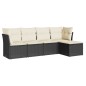 vidaXL Set de muebles de jardín 5 pzas y cojines ratán sintético negro vidaXL Set de muebles de jardín 5 pzas y cojines ratán sintético negro