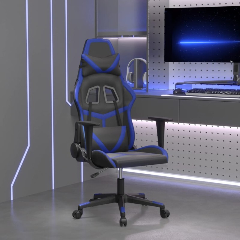 vidaXL Silla gaming de masaje cuero sintético negro y azul vidaXL Silla gaming de masaje cuero sintético negro y azul