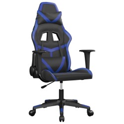 vidaXL Silla gaming de masaje cuero sintético negro y azul