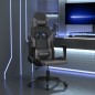 vidaXL Silla gaming de masaje cuero sintético negro y gris