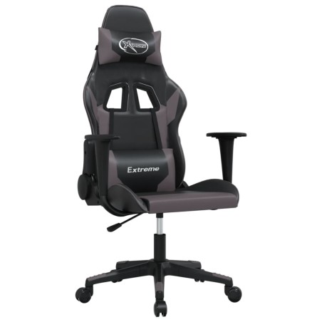 vidaXL Silla gaming de masaje cuero sintético negro y gris