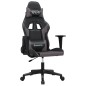 vidaXL Silla gaming de masaje cuero sintético negro y gris