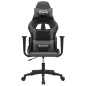 vidaXL Silla gaming de masaje cuero sintético negro y gris