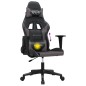 vidaXL Silla gaming de masaje cuero sintético negro y gris