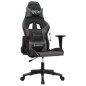 vidaXL Silla gaming de masaje cuero sintético negro y gris