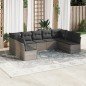 vidaXL Set de muebles de jardín 9 pzas y cojines ratán sintético gris vidaXL Set de muebles de jardín 9 pzas y cojines ratán sintético gris