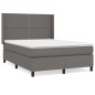 vidaXL Cama box spring con colchón cuero sintético gris 140x200 cm vidaXL Cama box spring con colchón cuero sintético gris 140x200 cm