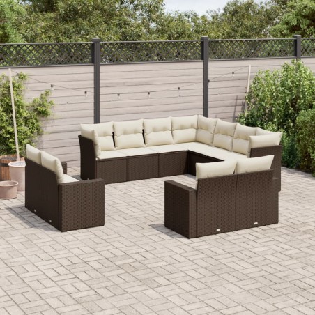 vidaXL Set de sofás de jardín 11 pzas cojines ratán sintético marrón