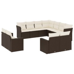 vidaXL Set de sofás de jardín 11 pzas cojines ratán sintético marrón
