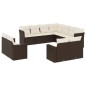 vidaXL Set de sofás de jardín 11 pzas cojines ratán sintético marrón vidaXL Set de sofás de jardín 11 pzas cojines ratán sintético marrón