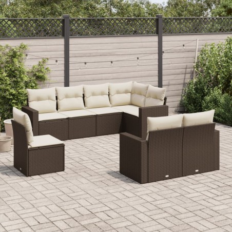 vidaXL Set sofás de jardín 8 piezas y cojines ratán sintético marrón