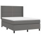vidaXL Cama box spring con colchón cuero sintético gris 140x200 cm vidaXL Cama box spring con colchón cuero sintético gris 140x200 cm