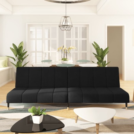 vidaXL Sofá cama de 2 plazas terciopelo negro