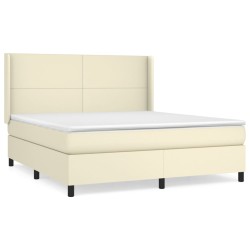 vidaXL Cama box spring con colchón cuero sintético crema 180x200 cm