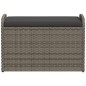 vidaXL Banco de almacenaje con cojín ratán sintético gris 80x51x52 cm