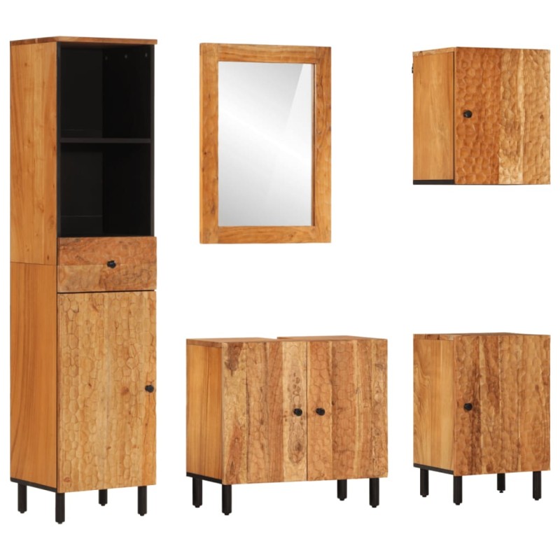 vidaXL Conjunto de armarios de baño 5 piezas madera maciza de acacia vidaXL Conjunto de armarios de baño 5 piezas madera maciza de acacia