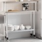 vidaXL Mesa de trabajo para cocina con estante acero inox 110x30x120cm