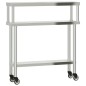 vidaXL Mesa de trabajo para cocina con estante acero inox 110x30x120cm