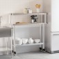 vidaXL Mesa de trabajo para cocina con estante acero inox 110x30x120cm