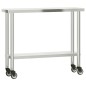 vidaXL Mesa de trabajo para cocina con estante acero inox 110x30x120cm