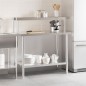vidaXL Mesa de trabajo para cocina con estante acero inox 110x55x120cm