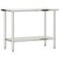 vidaXL Mesa de trabajo para cocina con estante acero inox 110x55x120cm