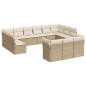 vidaXL Set sofás de jardín con cojines 13 pzas ratán sintético beige vidaXL Set sofás de jardín con cojines 13 pzas ratán sintético beige