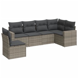 vidaXL Set de muebles de jardín 6 pzas y cojines ratán sintético gris