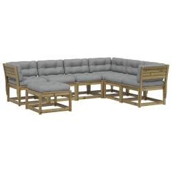 vidaXL Juego de muebles jardín 7 pzas y cojines madera pino impregnada