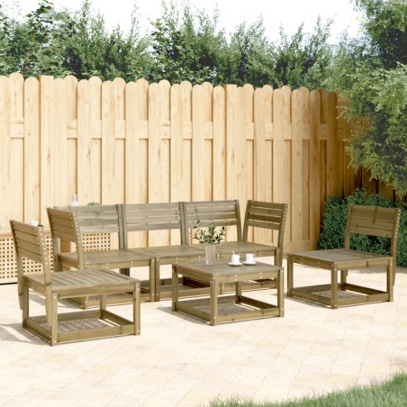 vidaXL Juego de sofás de jardín 5 piezas madera de pino impregnada