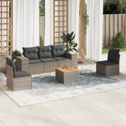 vidaXL Set de muebles de jardín 6 pzas y cojines ratán sintético gris