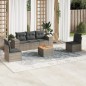 vidaXL Set de muebles de jardín 6 pzas y cojines ratán sintético gris vidaXL Set de muebles de jardín 6 pzas y cojines ratán sintético gris