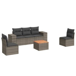 vidaXL Set de muebles de jardín 6 pzas y cojines ratán sintético gris