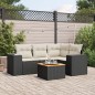 vidaXL Set de muebles de jardín 5 pzas y cojines ratán sintético negro vidaXL Set de muebles de jardín 5 pzas y cojines ratán sintético negro