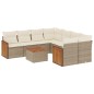 vidaXL Set de sofás de jardín 9 pzas con cojines ratán sintético beige vidaXL Set de sofás de jardín 9 pzas con cojines ratán sintético beige