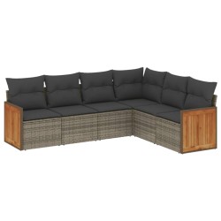vidaXL Set de muebles de jardín 6 pzas y cojines ratán sintético gris