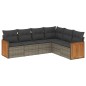 vidaXL Set de muebles de jardín 6 pzas y cojines ratán sintético gris vidaXL Set de muebles de jardín 6 pzas y cojines ratán sintético gris