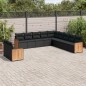vidaXL Set de sofás de jardín 11 pzas y cojines ratán sintético negro