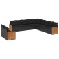 vidaXL Set de sofás de jardín 11 pzas y cojines ratán sintético negro