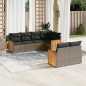vidaXL Set de sofás de jardín 7 piezas con cojines ratán PE gris vidaXL Set de sofás de jardín 7 piezas con cojines ratán PE gris