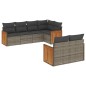 vidaXL Set de sofás de jardín 7 piezas con cojines ratán PE gris vidaXL Set de sofás de jardín 7 piezas con cojines ratán PE gris