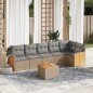 vidaXL Set sofás de jardín 7 piezas y cojines ratán sintético beige vidaXL Set sofás de jardín 7 piezas y cojines ratán sintético beige