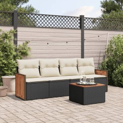vidaXL Set de muebles de jardín 5 pzas y cojines ratán sintético negro