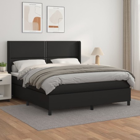 vidaXL Cama box spring con colchón cuero sintético negro 160x200 cm