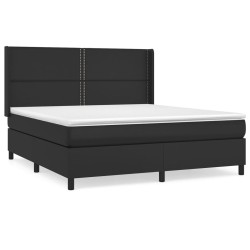 vidaXL Cama box spring con colchón cuero sintético negro 180x200 cm