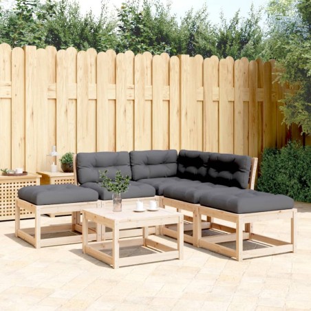 vidaXL Juego de sofás de jardín 5 pzas con cojines madera maciza pino