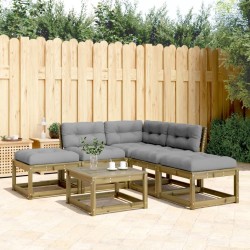 vidaXL Set de sofás jardín 5 pzas con cojines madera pino impregnada