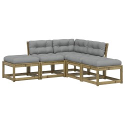 vidaXL Set de sofás jardín 5 pzas con cojines madera pino impregnada