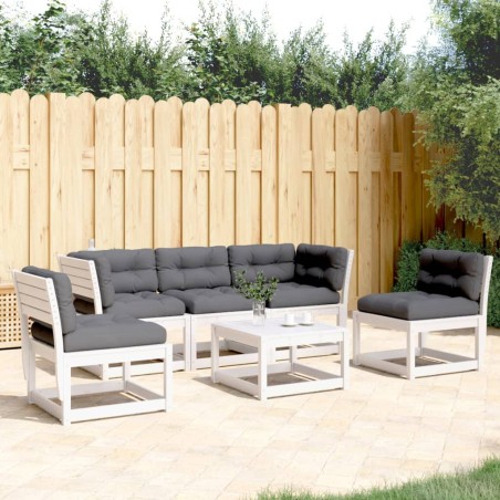 vidaXL Set sofás jardín 5 pzas con cojines madera maciza pino blanco
